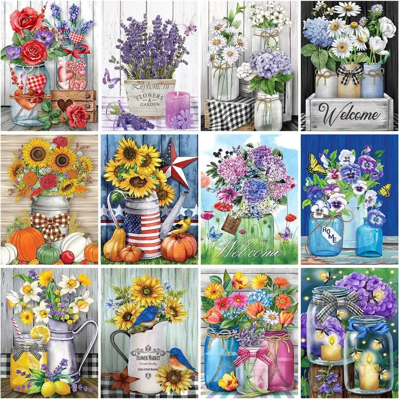 

CHENISTORY Abstract Painting By Numbers Acrylic Paints Drawing By Numbers Flower Vase Picture Paint Painting Decor For Adults