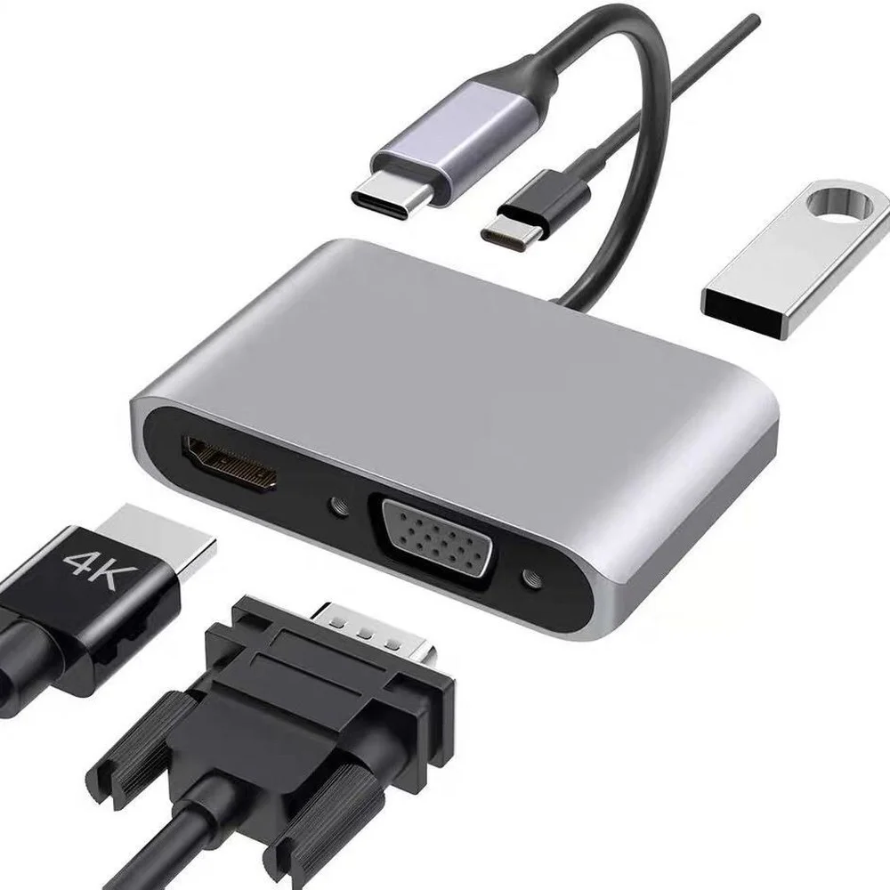 

Кабель-адаптер 4 в 1 с портом Type-C на HDMI VGA Тип C