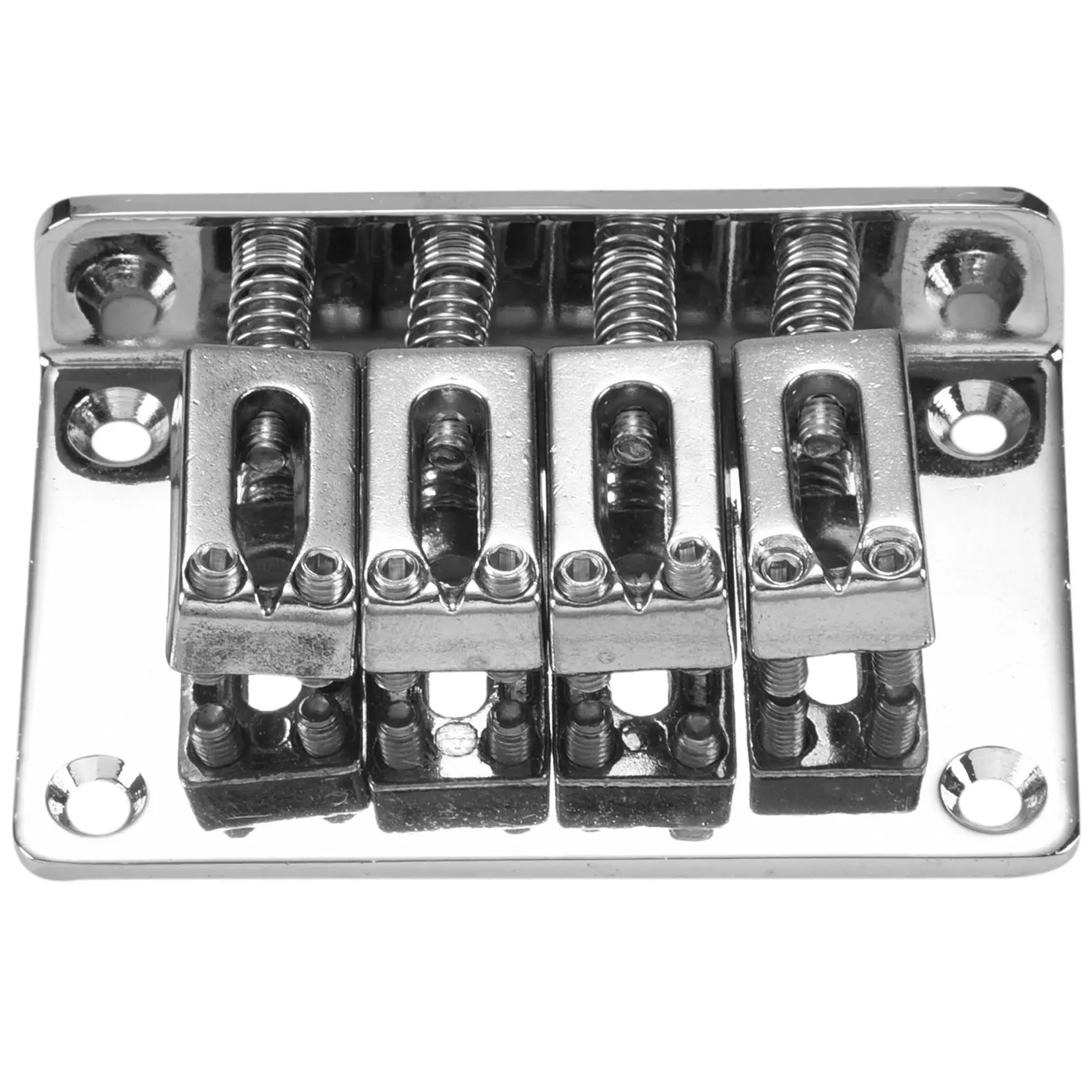 

Cigar Box Guitar Parts: 4-string Chrome Hard-tail Adjustable Bridge