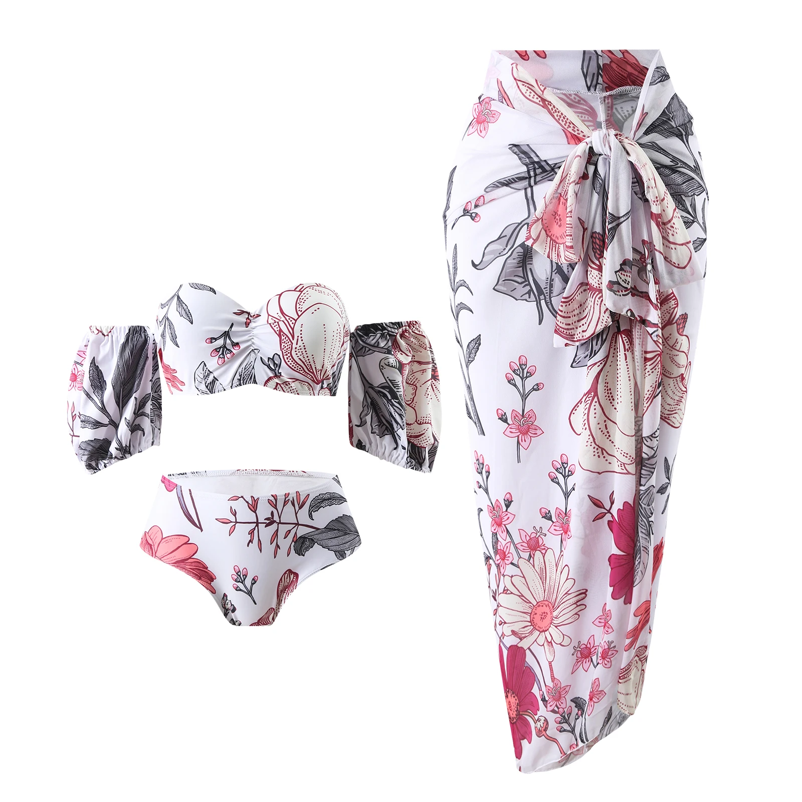 Женский винтажный купальник из двух предметов Раздельный без бретелек с