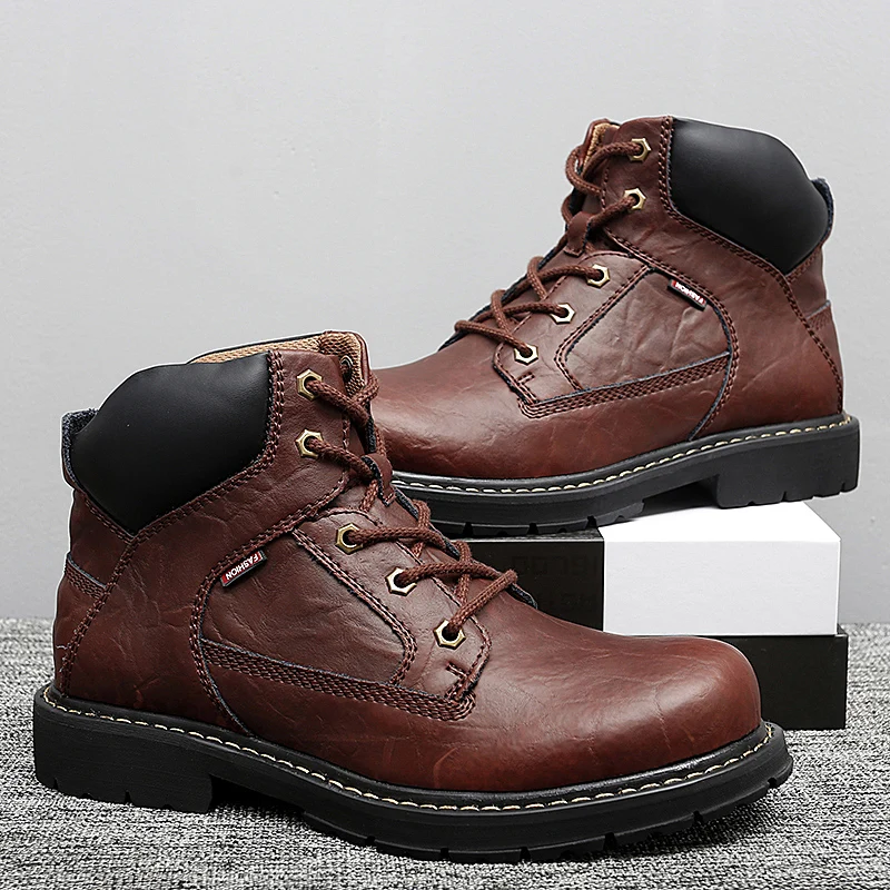 

Best Selling Working Boots For Mens Outdoor Leather Shoe Man Plus Size 45 46 Hunting Boots Man Wearable Cowboy Boots Men