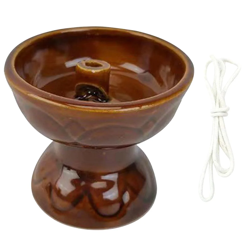 

Vintage Oil Lamp Temple Oil Lamp Table Kerosene Lamp Delicate Temple Oil Light with Wick