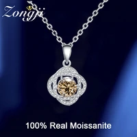 100 sterling silver rose clavicle pendant necklace 1 carat lab moissanite prong set diamond necklace ladies girls jewelry