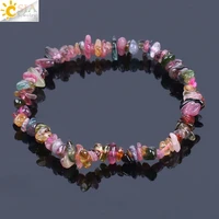 csja black pink tourmaline bracelet colorful natural gem stone chip beads crystal bracelets lucky energy protection jewelry f154