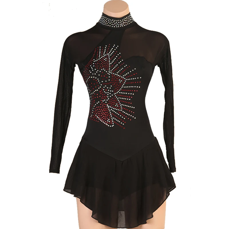 Женское детское черное платье для катания на коньках