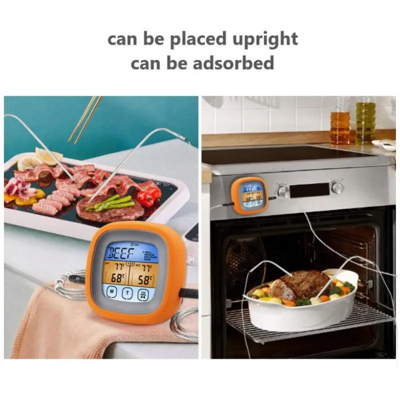 

Пищевой термометр с двойной иглой и цветным экраном, Кухонный Термометр для выпечки с сенсорным цифровым дисплеем, термометр для мяса, барбекю