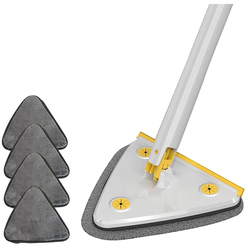 

360° Rotatable Adjustable Cleaning Mop Triangle Cleaning Mop With Automatic Water Squeezing Function Mop White