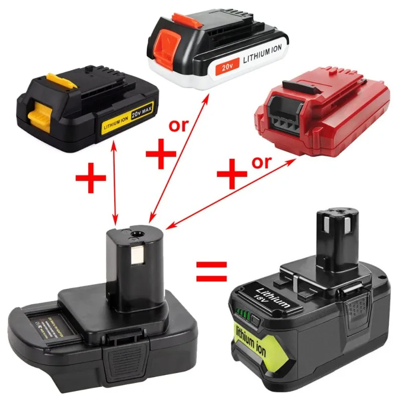 Фото Адаптер батареи ALASICKA BPS18RL для Black + Decker/Porter-Cable/Stanley, литиевая батарея 20 В для Ryobi 18 В One+, беспроводного инструмента №2