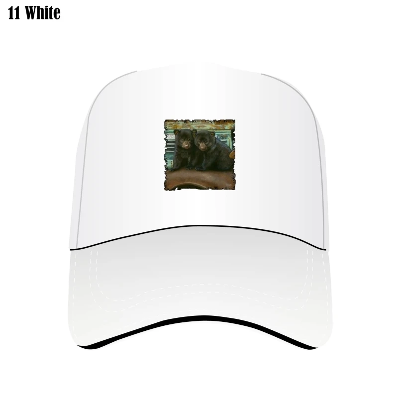 

Black Bear Cubs On Vintage Car Women'S Novelty Bill Hats Adjustable Casual Cap