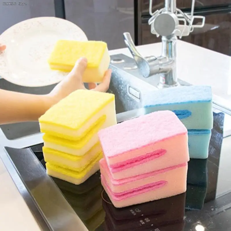 

1PC U-mouth Kitchen Knife Blade Dishwashing Sponge Double-sided Cleaning Magic Wipe Kitchen Dishwasher Brush Pot Cleaning Cloth