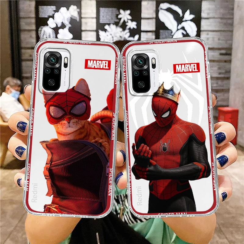 

Marvel Avengers SpiderMan Phone Case For Xiaomi Redmi Note 12 11E 11S 11 11T 10 10S 9 9T 9S 8 8T Pro Plus 5G 7 Transparent