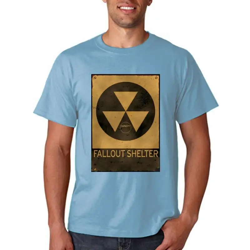 

T-shirt 4 Men Fallout Shelter Tshirt Male Radioactive Symble Print Tops & Tees Punk 2022 Black T Shirt Old Busted Cotton Camisa