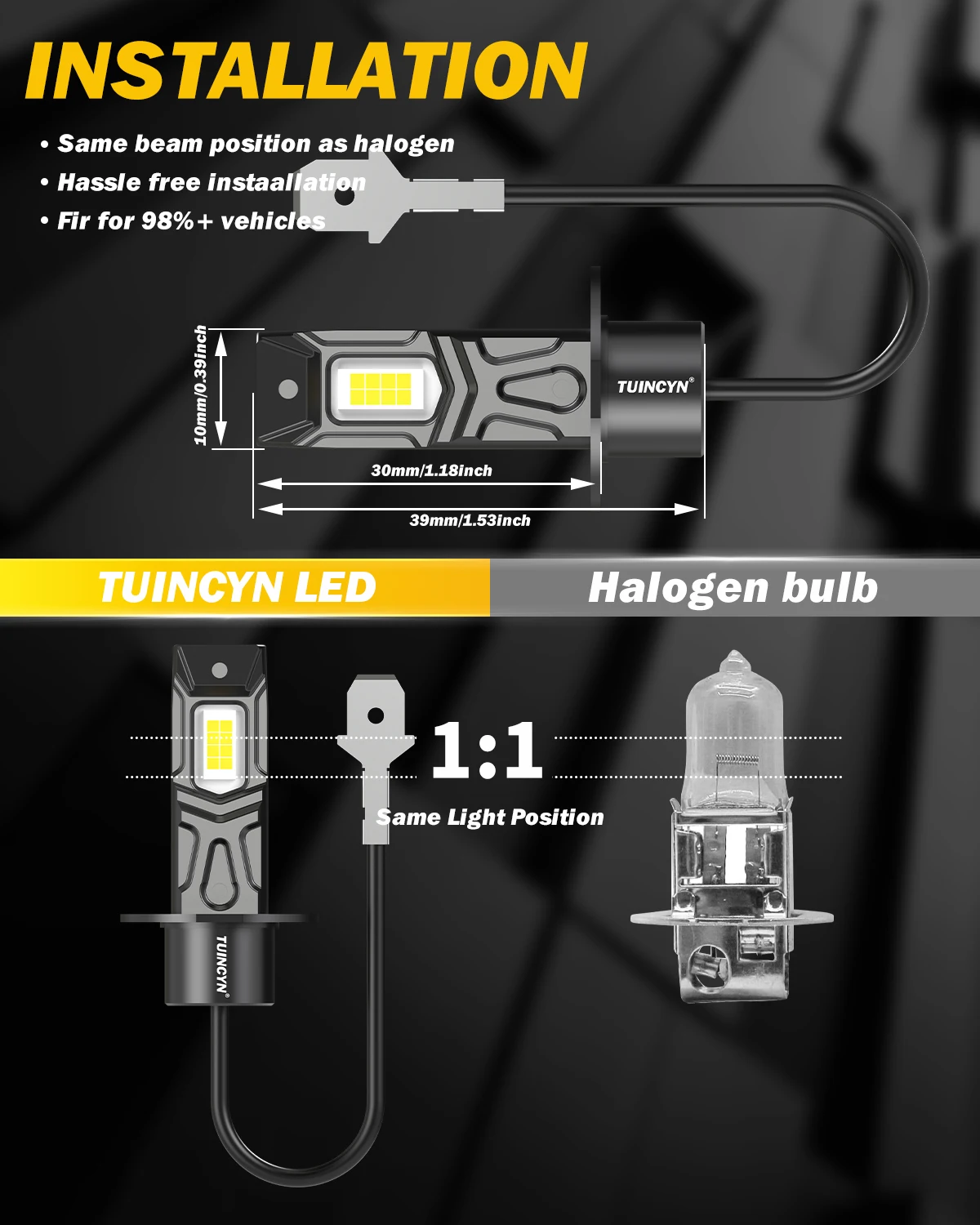 Лампа для фар головного света TUINCYN 2x H3 противотуманная фара Canbus без ошибок