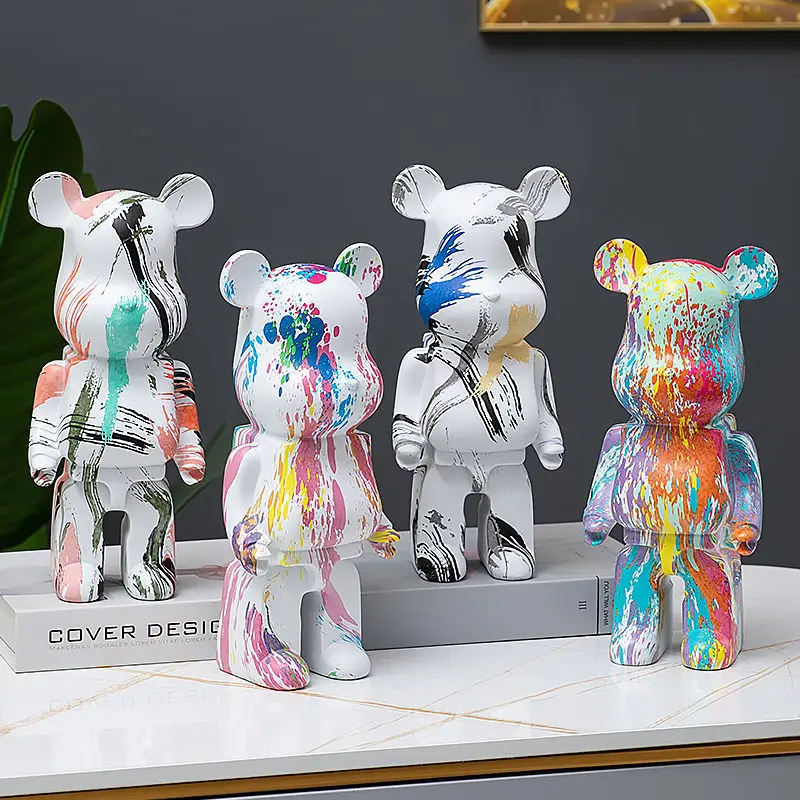 

Nodic Bearbrick Bear Statues and Sculptures Figure Ornaments Desk Decoration Home Living Room Artistic Figurines for Interior