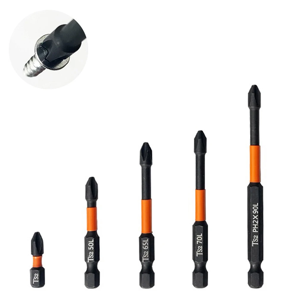 

5pcs PH 2 Impact Screwdriver Bit Magnetic Alloy Steel Cross Screwdriver 25 65 65 70 90 150mm High Hardness Drill Screw Bits A30