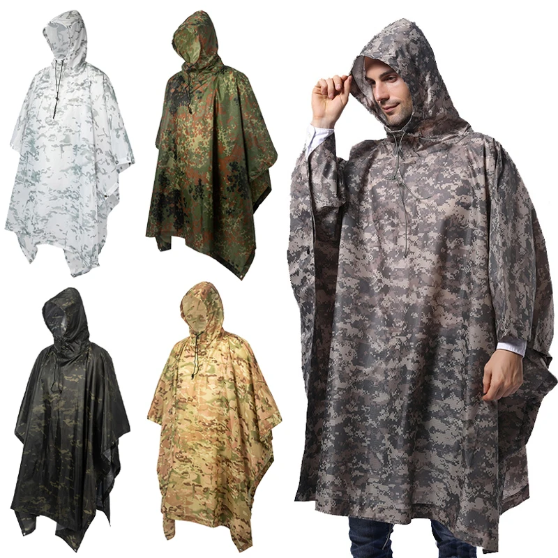 

Outdoor Military Waterproof Raincoat Rain Camo Coat Men Raincoat Camping Hiking Hunting Birdwatching Suit Travel Rain Gears