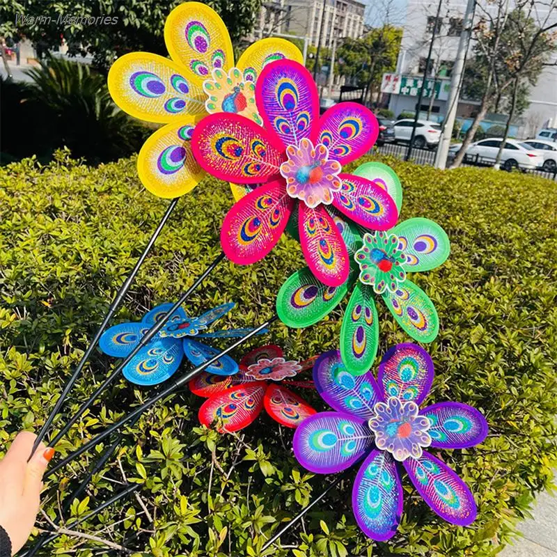 

1PC Colorful 3D Lovely Handmade Wind Spinner Windmill Toys For Baby Peacock Decoration Garden Yard Outdoor Random Color