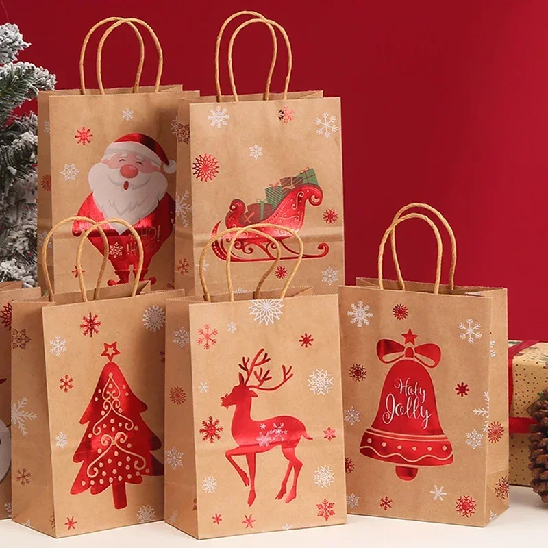 Оптовая продажа рождественские подарочные пакеты из крафт-бумаги Санта-Клаус