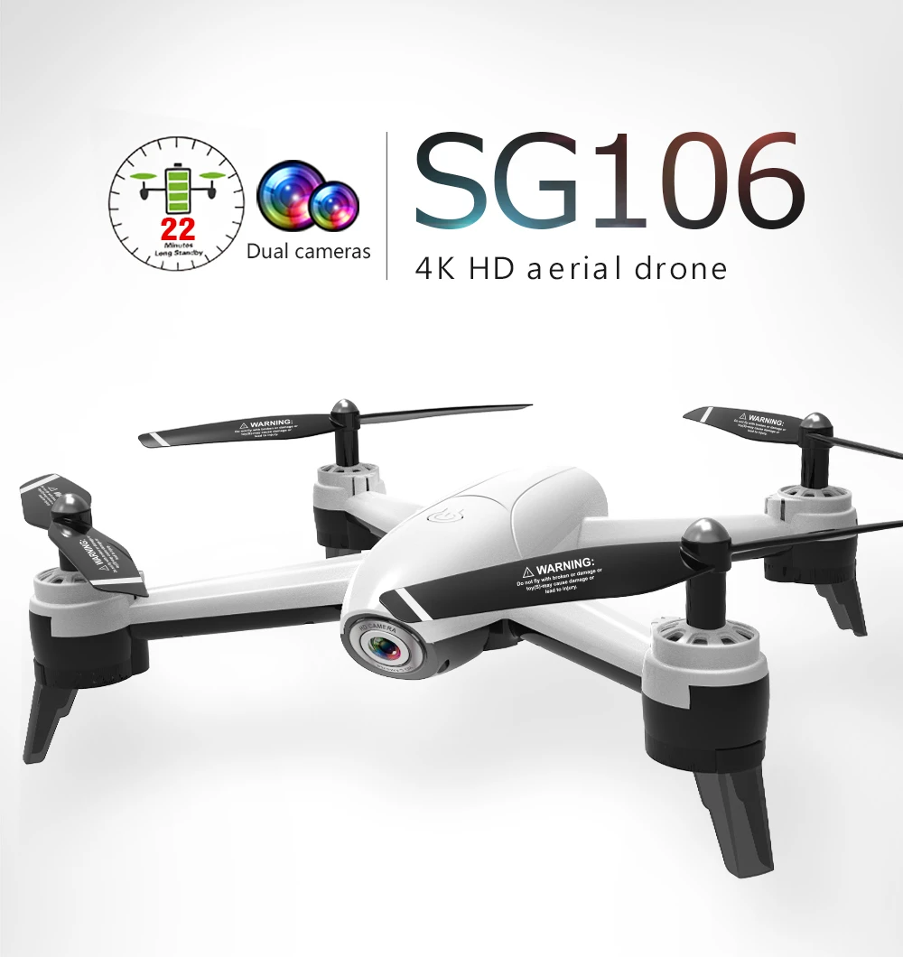 SG106 WiFi FPV RC Drone 4K Camera Optical Flow 1080P HD Dual Real Time Aerial Video Wide Angle Quadcopter Aircraft