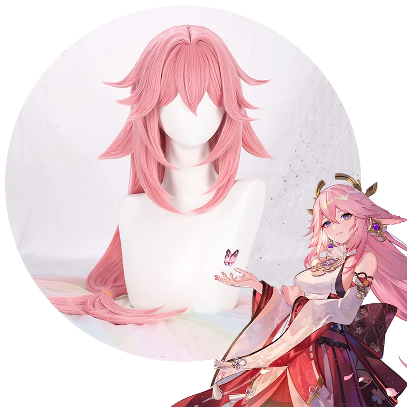 

Парик Yae Miko Genshin Impact Yae Miko, парик для косплея, термостойкие синтетические парики, Бесплатный парик, шапочка, парик для костюма на Хэллоуин Yae Miko для женщин