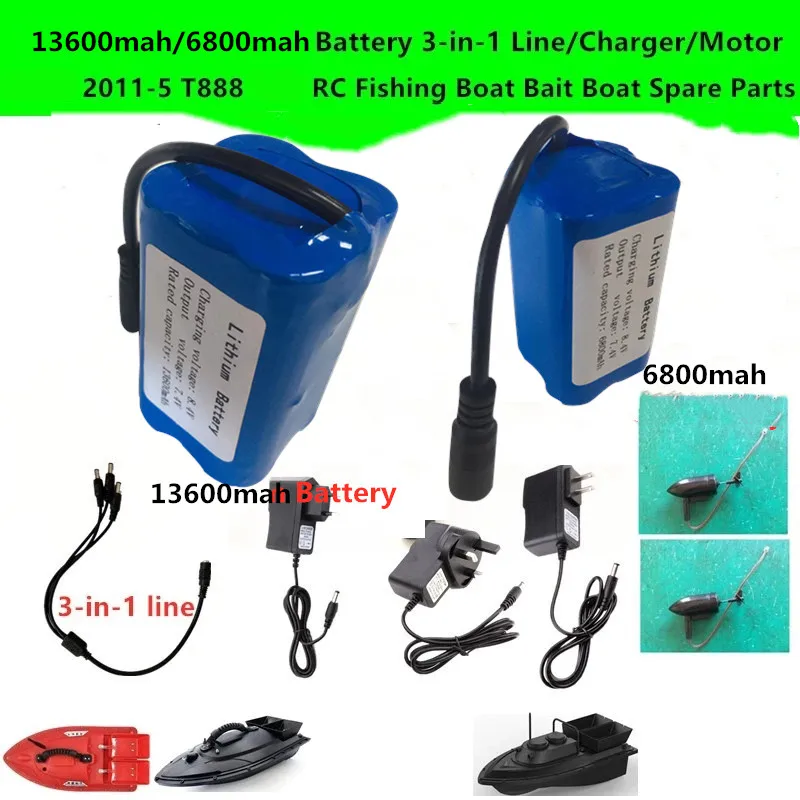 

7,4 В 13600 мАч/6800 мАч аккумулятор 3-в-1 линия/зарядное устройство/запасные части двигателя для 2011-5 T888 пульт дистанционного управления приманка для лодки Аксессуары