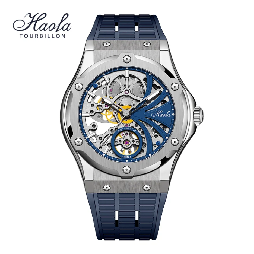 

Haofa Men Automatic Self Wind Mechanical Watch Sapphire Skeleton Autoamtic Movement Watch For Men Luminous uhren herren 1913-1