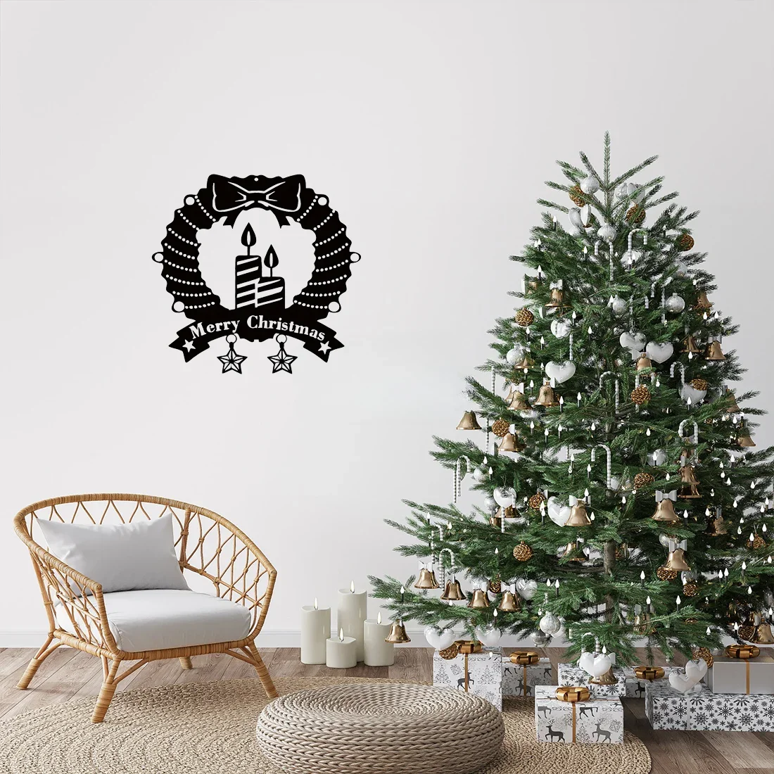 Элегантная 1 шт. рождественская металлическая декоративная гирлянда со свечами