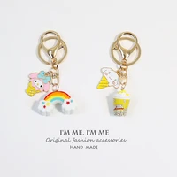 cute dog keychain childhood anime jewelry keyrings cartoon popcorn rainbow pendant key buckle car bags keyholder llavero trinket