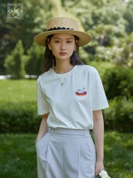 ziqiao women print t shirts 2022 summer animal print white t shirt straight casual japanese commuter cotton women tees