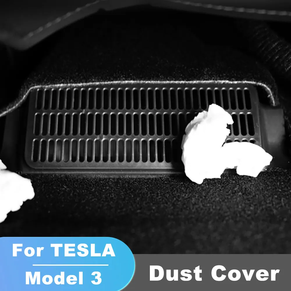 

For Tesla Model 3 2017-2023 Car Air Vent Anti-blocking Dust Cover Under Seat Car Air Outlet Cover Accessories Matte Black 2PCS