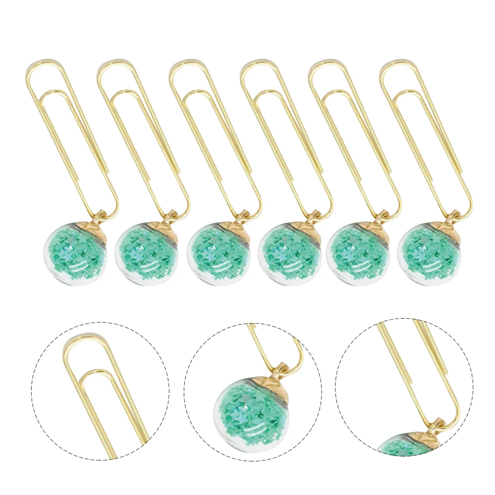 

6 Pcs Business Cards Holder Colored Paper Clips Paper Pin Colored File Folders Paperclip Bookmark Notebook Wood Paper Clip