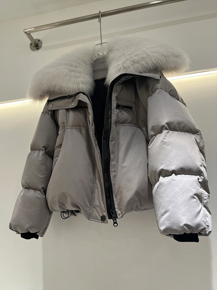 2024 новая модная женская зимняя теплая короткая куртка на гусином пуху парки с