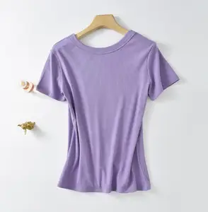 Однотонная Базовая женская футболка с коротким рукавом, Повседневная цветная