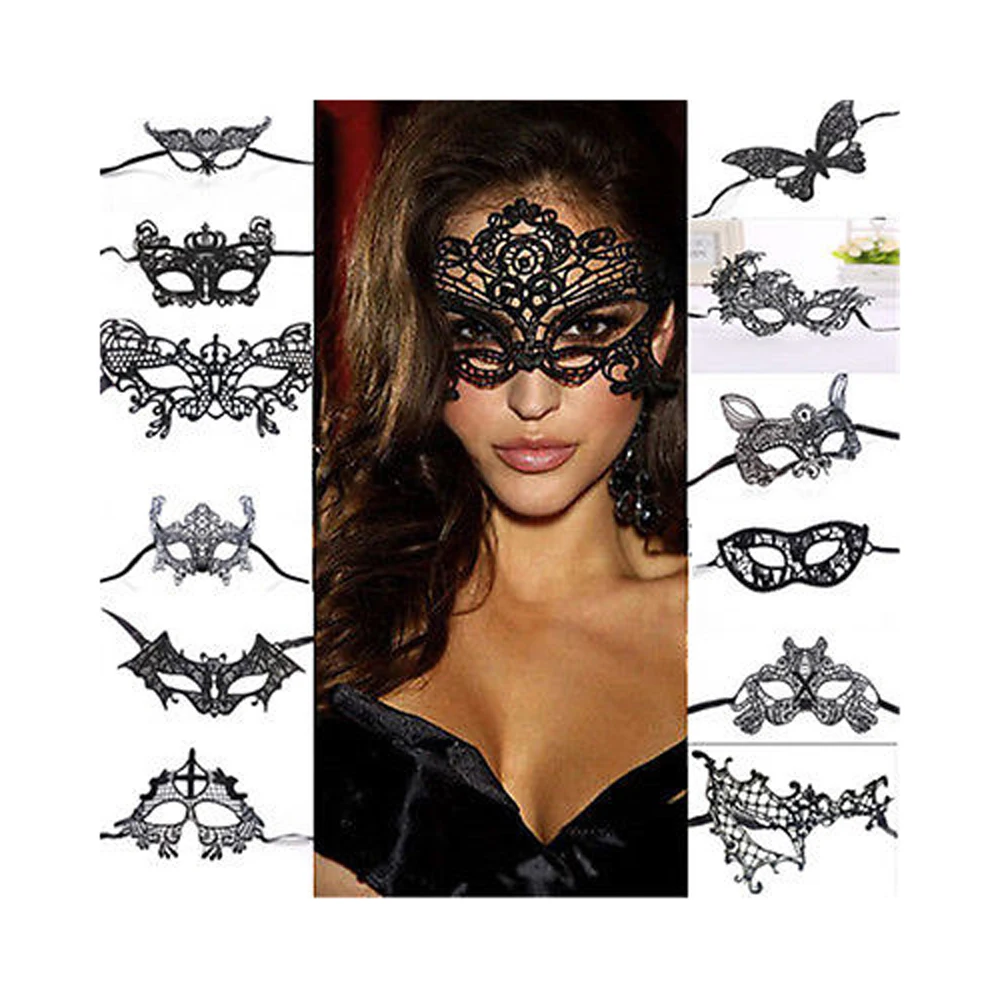 

Sexy Mystery Black Lace Eye Mask Women's Masquerade Halloween Costume Many styles