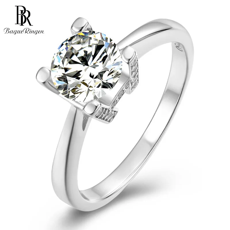 

Bague Ringen 925 Sterling Silver Moissanite Rings 1 Carat D Color Elegant Lady Diamond Wedding Anniversary Jewelry Female Gifts