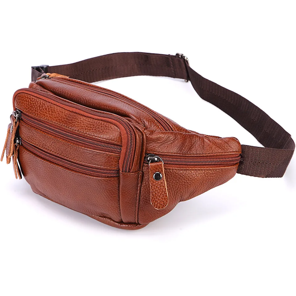 

Genuine Leather Fashion Phone Waist Bag Male Fanny Pouch Pack Men Travel Bags Men Leather Bag For Messenger Brand Fanny Male