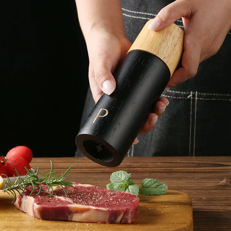 Деревянная Ручная перезаправляемая мельница для перца барбекю кухонный