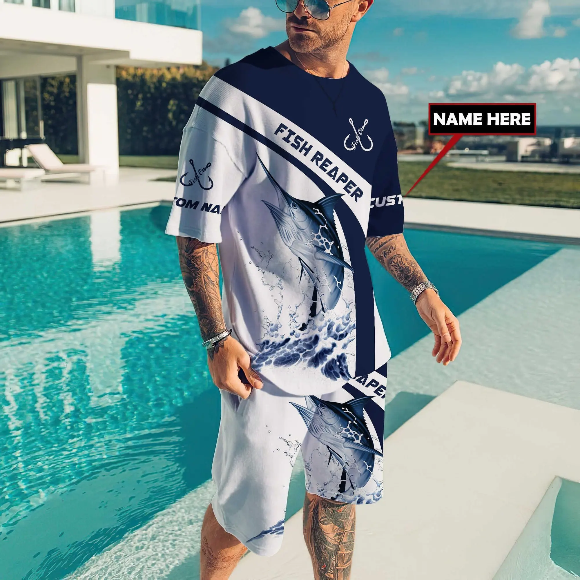 

2022 Latest Hot 3D Fishing T-shirt Casual Hip Hop T-shirt Harajuku 3D Fishing Crew Neck T-shirt Customized Name Fleet