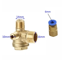 3 port brass male threaded check valve connector tool for oil free air compressor 16 14 10mm tube connecting replacement