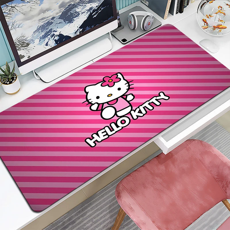 Mouse Pad Kitty Hellos Cat Gaming Office Accessories Mats Deskmat Desk Game Mat Large Mousepad Gamer Xxl Mause Pads Carpet Anime