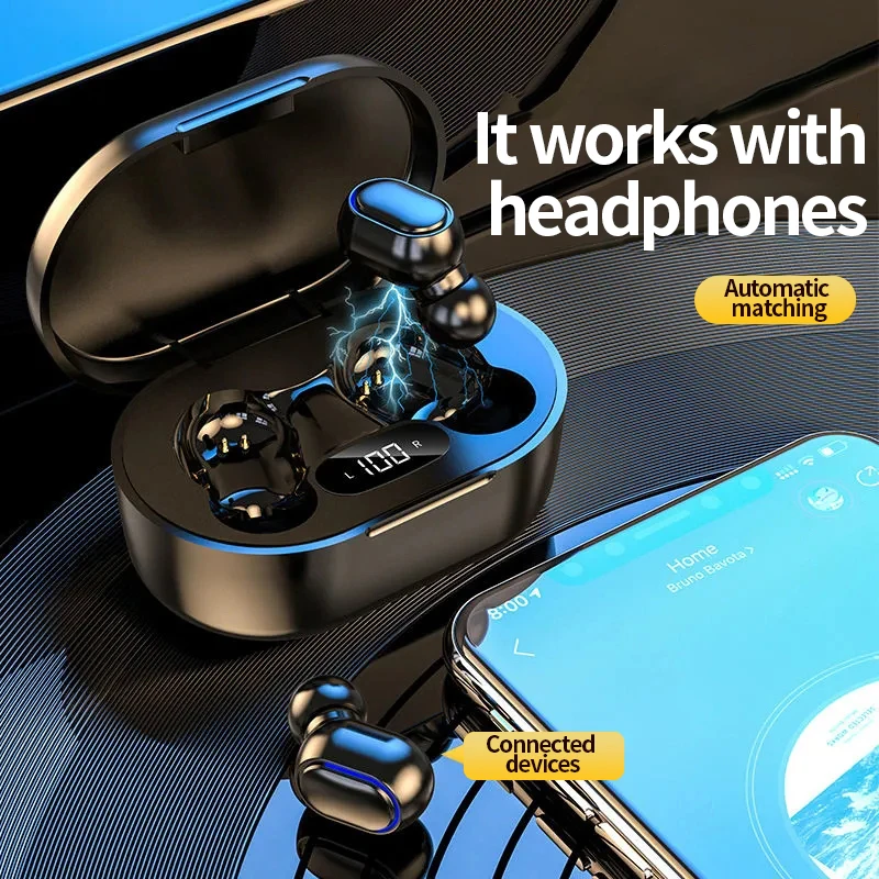 Tws-наушники E6S fone, беспроводные наушники с шумоподавлением, спортивные наушники с микрофоном, гарнитура для режима «свободные руки», наушник...