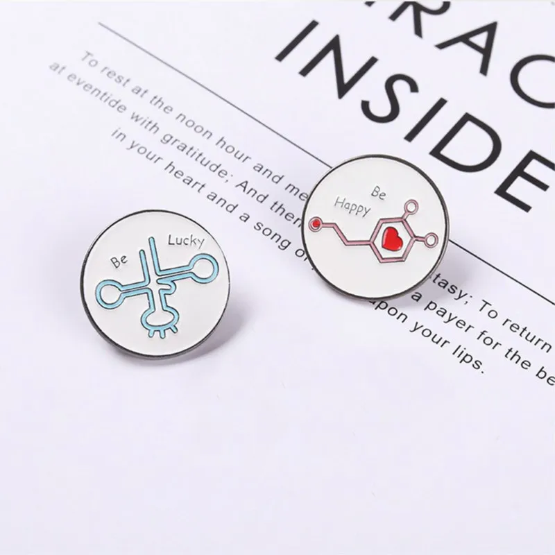 Элемент броши с молекулярной формулой забавные значки на удачу мужские и женские