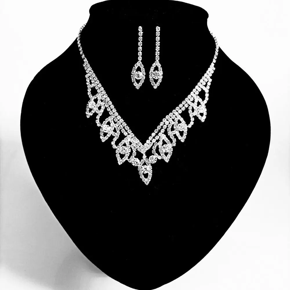 

Fashion Simple Bridal Jewelry Set Rhinestone Wedding Jewelry Set Elegant Tassel Necklace Water Drop Pendent Dangle Earrings