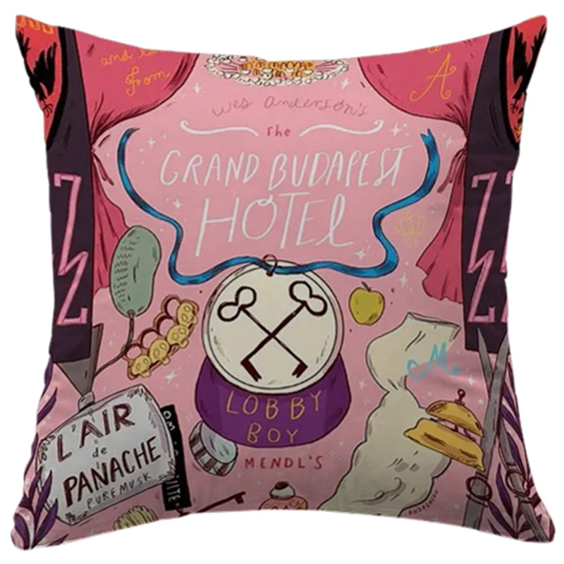 

Throw Pillow Covers for Bed Grand Budapest Hotel Movie Poster Car Decor Cushion Cover Sofa Room Decor Dakimakura Wedding Gift