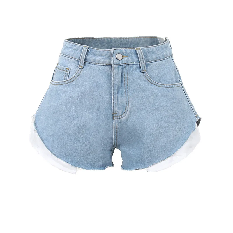 2023 Summer Popular Casual Fashion Versatile Single Button Short Jeans Slim Fit Commuter Open Pocket Denim Shorts for Women