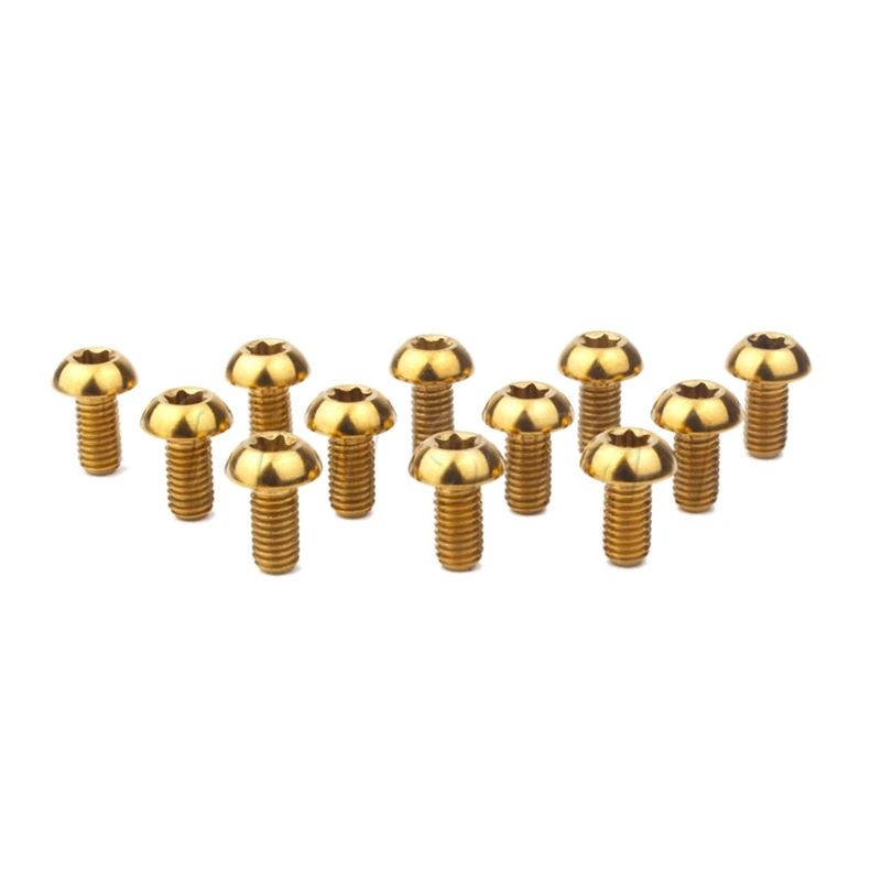 

12Pcs Titanium Bolts M5X10 Screw Bolt For Disc Brake Rotors Mountain Bike T25 Torx Head Bicycle Disc
