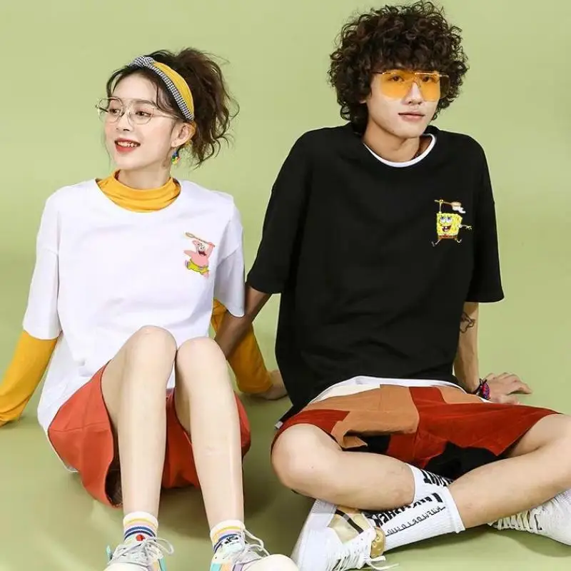 

Kawaii Spongebob Anime Series Patrick Star Fashion Popularity Short Sleeve Cute T-Shirt Couple Baby Girlfriend Boy Friend Gift