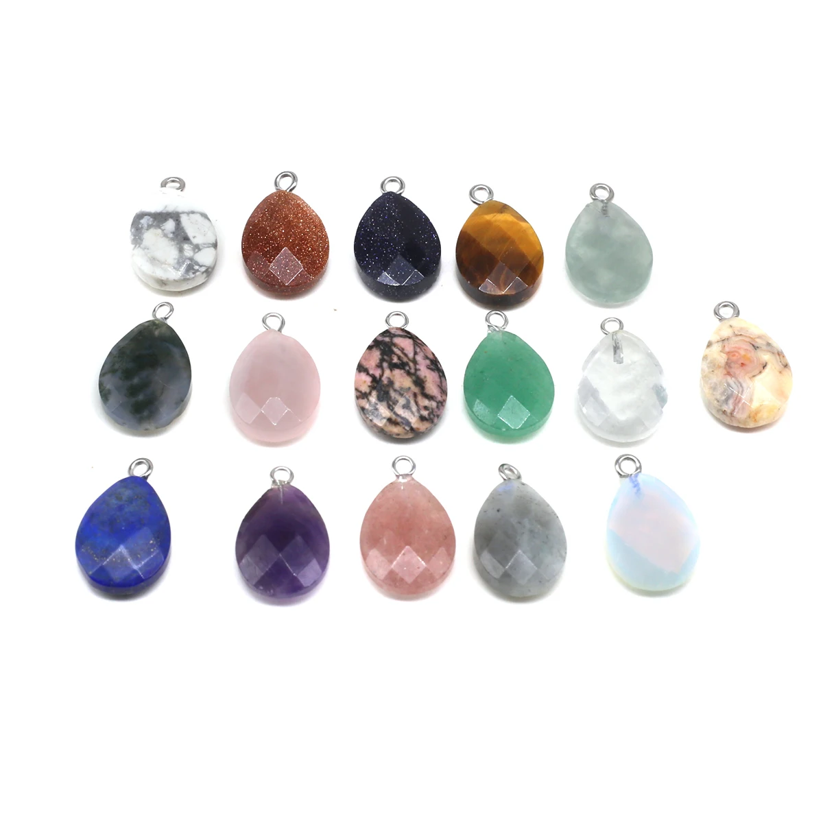 

Fine Natural Stone Pendants Water Drop Faceted Amethysts Opal Tiger Eye for Jewelry Making Diy Women Earring Necklace Gifts