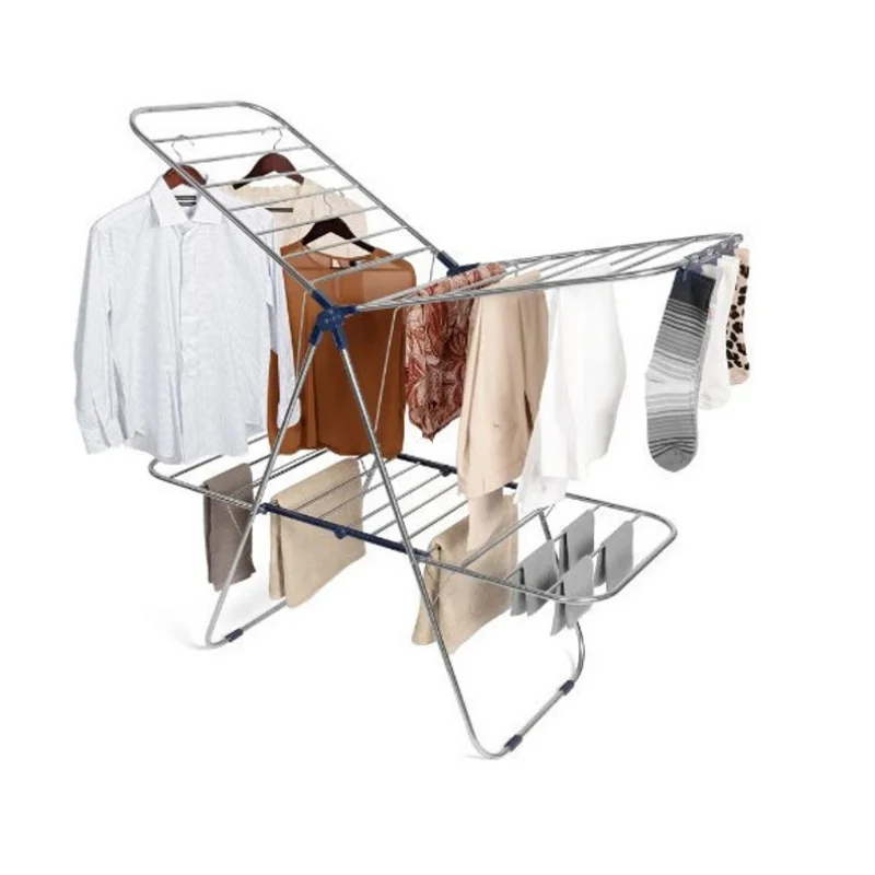 

Сушилка для одежды премиум-класса, складная 2-уровневая сушилка из нержавеющей стали, отдельно стоящая с регулируемыми крыльями по высоте