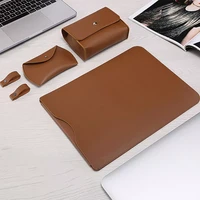 suitable for macbook air pro 11 12 13 15 inch huawei xiaomi pu material waterproof portable universal liner bag four piece set